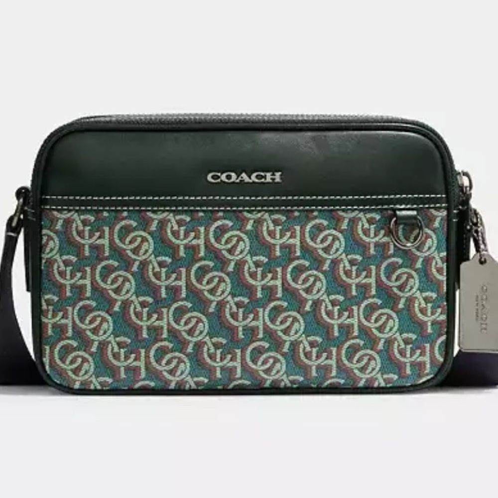 COACH Graham Crossbody Bag with Monogram Print (Green)